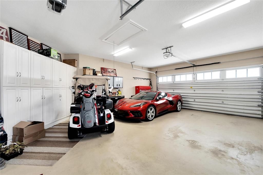 2 car Garage with storage and golf Cart Garage door