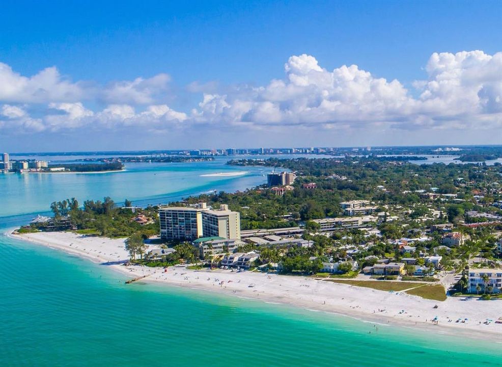 Aerial view of Whispering Sands on beautiful Siesta Key!