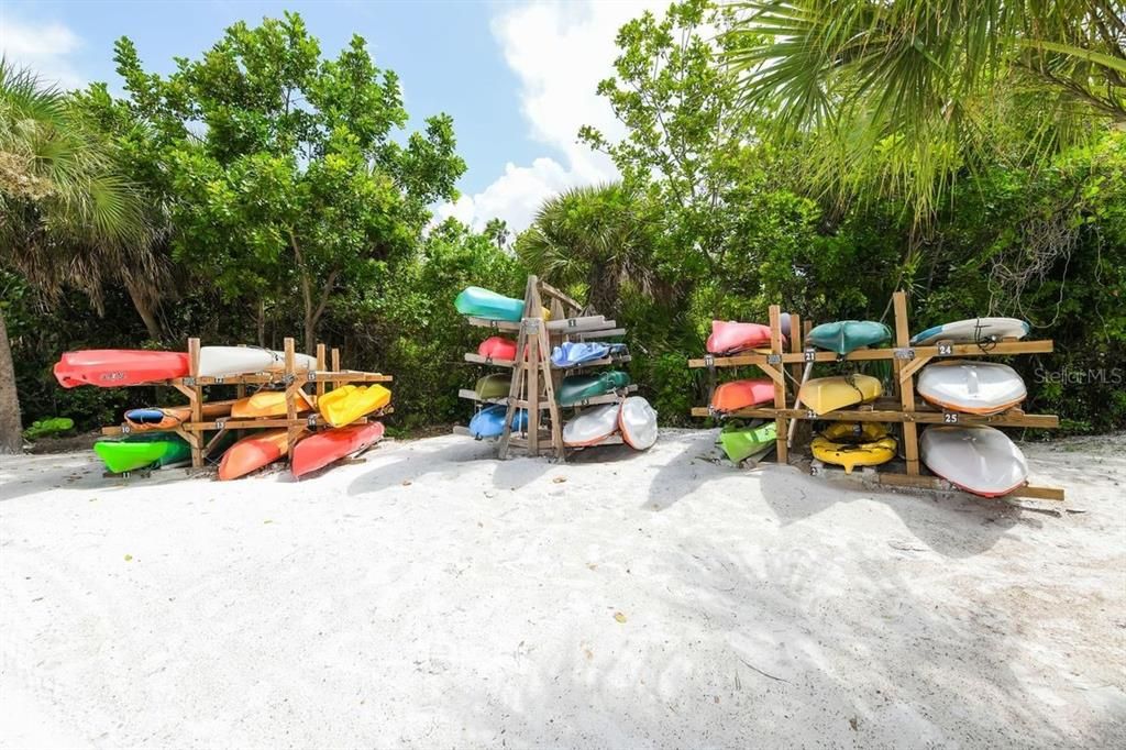 Canoe/kayak storage.