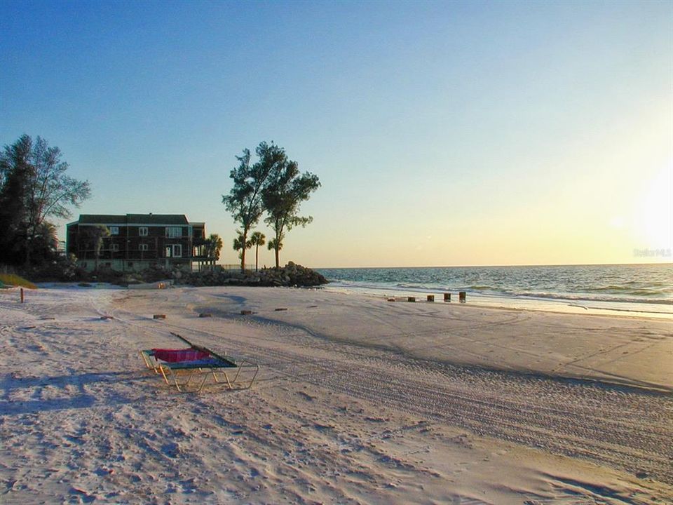 The beach at sunset.