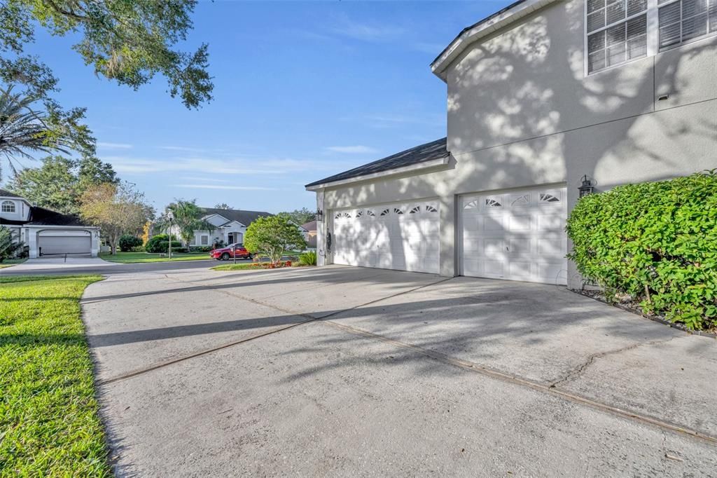 Driveway and 3 car garage