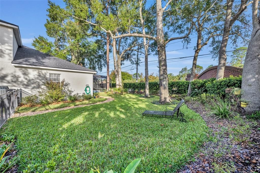 Fully fenced yard, outside of screened lanai area