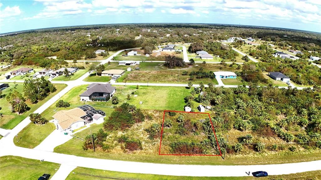 View from above of the lot and surrounding area