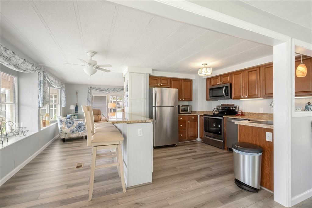 Updated kitchen with maple cabinets