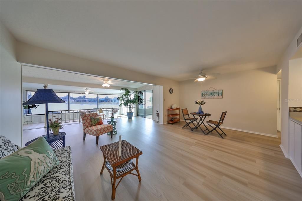 Open Living Room/ Dining Room Combo, New LVT Flooring, Beautiful View South Lake