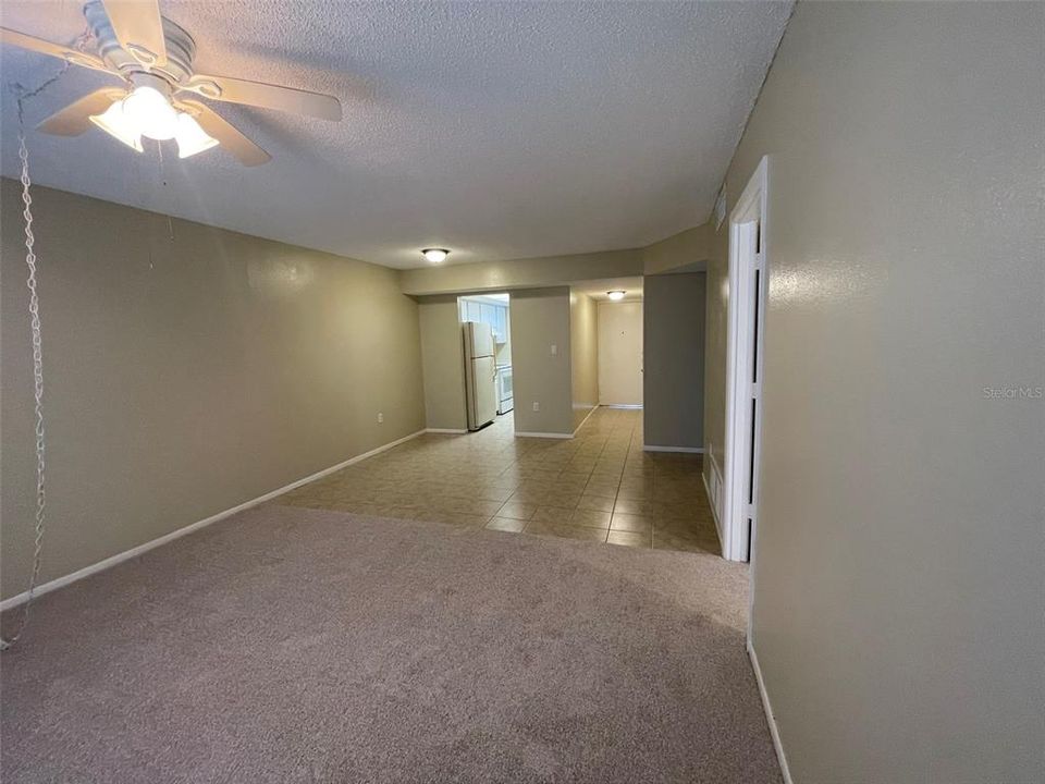 Living Room looking toward Kitchen and Entry Door -