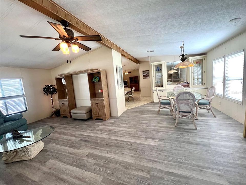 Living room and dining room