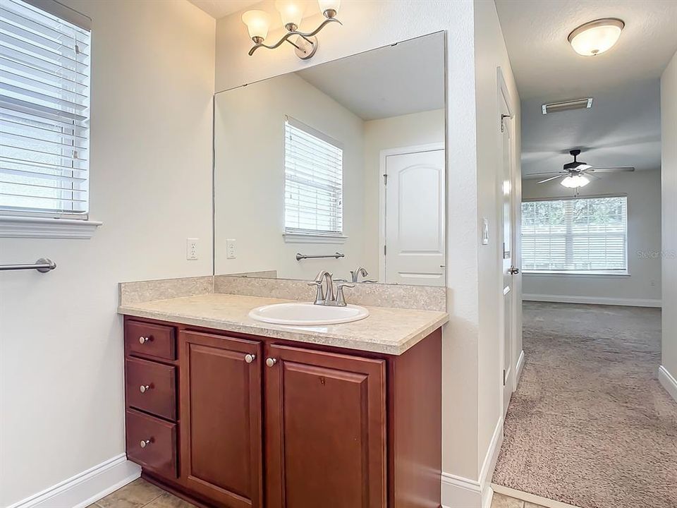 Shower has double sinks ... this view is of left sink