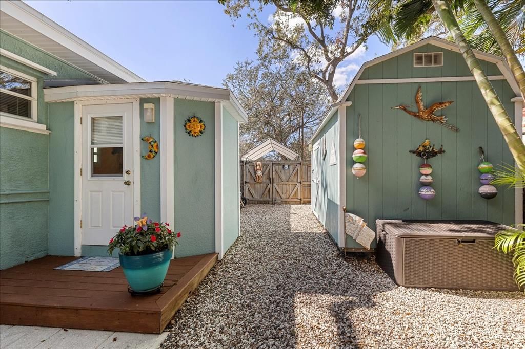 Second full bath is accessible from outside, between deck and Tiki hut