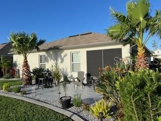 Back patio with landscape bed angle