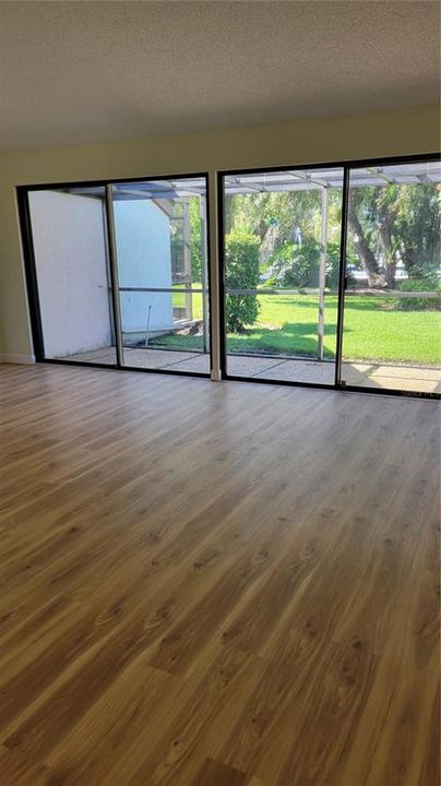 living room with vaulted ceiling