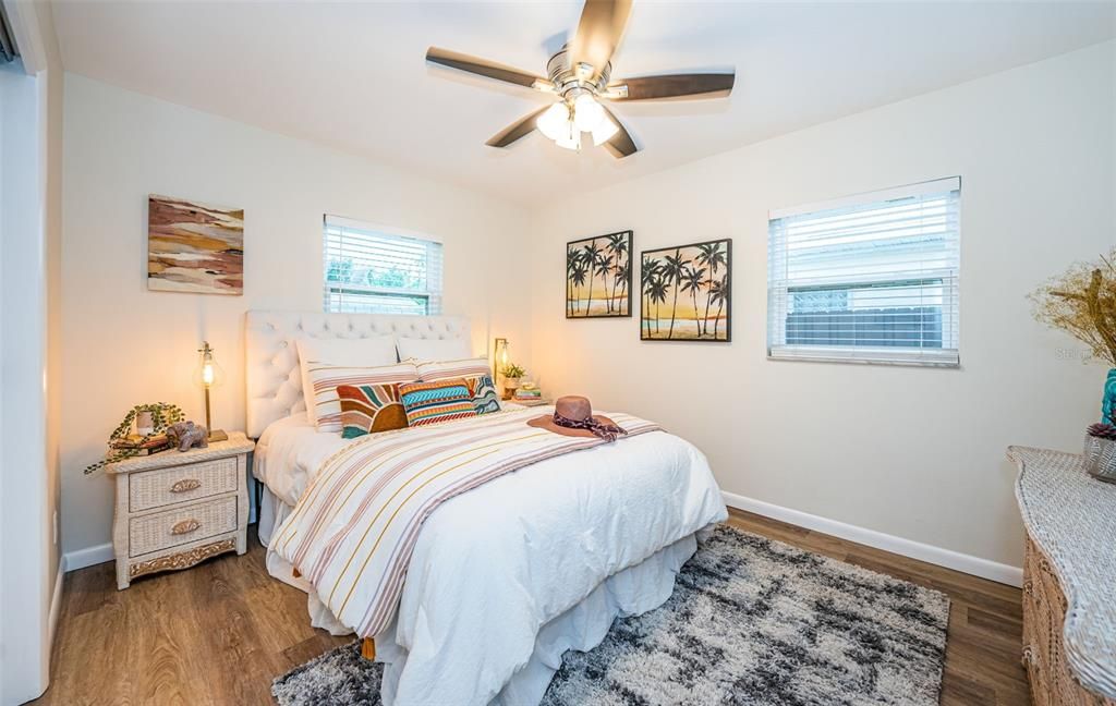 Guest bedroom with plenty of natural light.  Nice and quiet set off the back yard.