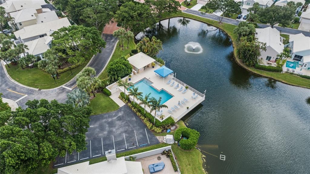 Ariel View of Lake and Community Pool