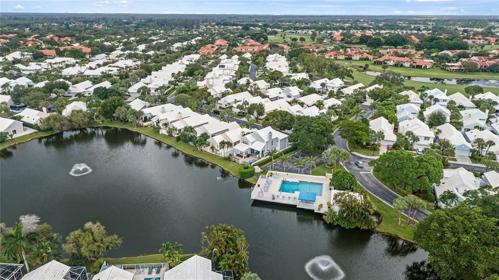 Ariel View of Lake and Community Pool