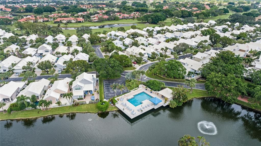 Ariel View of Lake and Community Pool