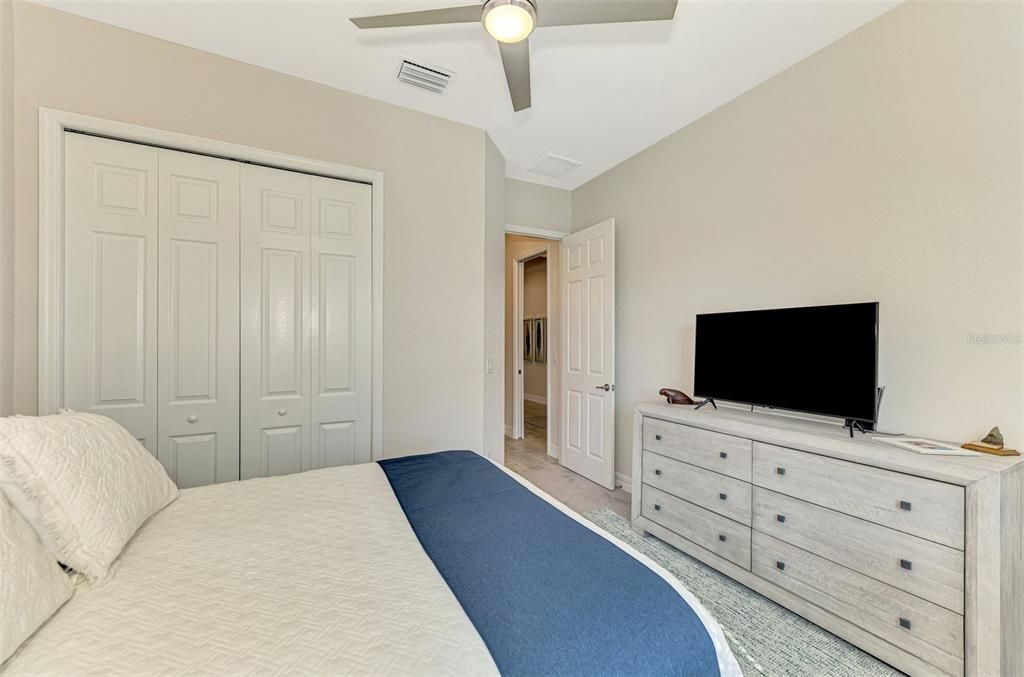 Bedroom one has full closet, and plenty of space for dresser and night stands.