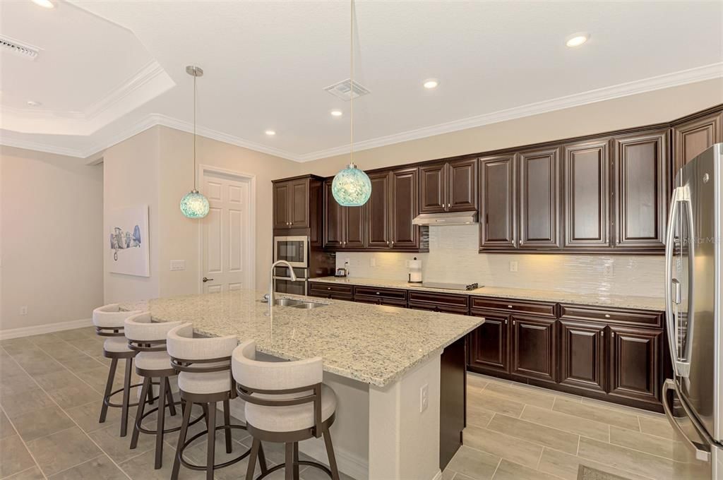 Fabulous gourmet kitchen, large walk in pantry, counter to make quick dining easy.