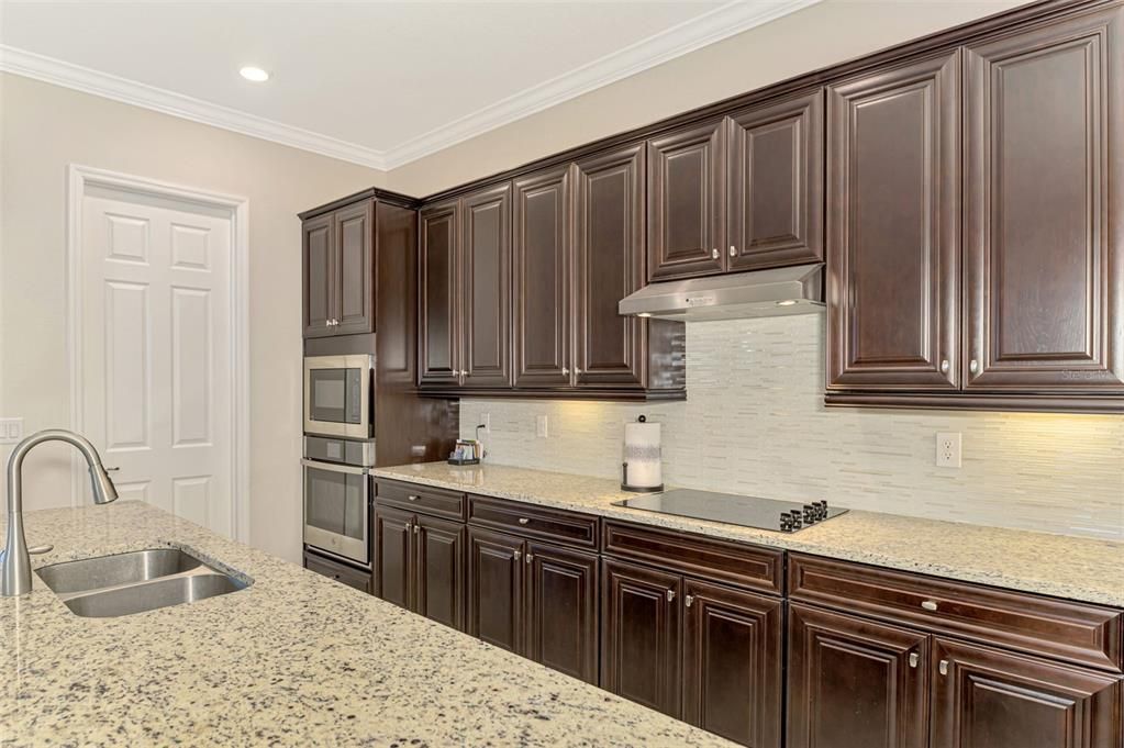 There are volumes of cabinets in the kitchen, a 12' cooking island, casual seating, and a large walk in pantry.