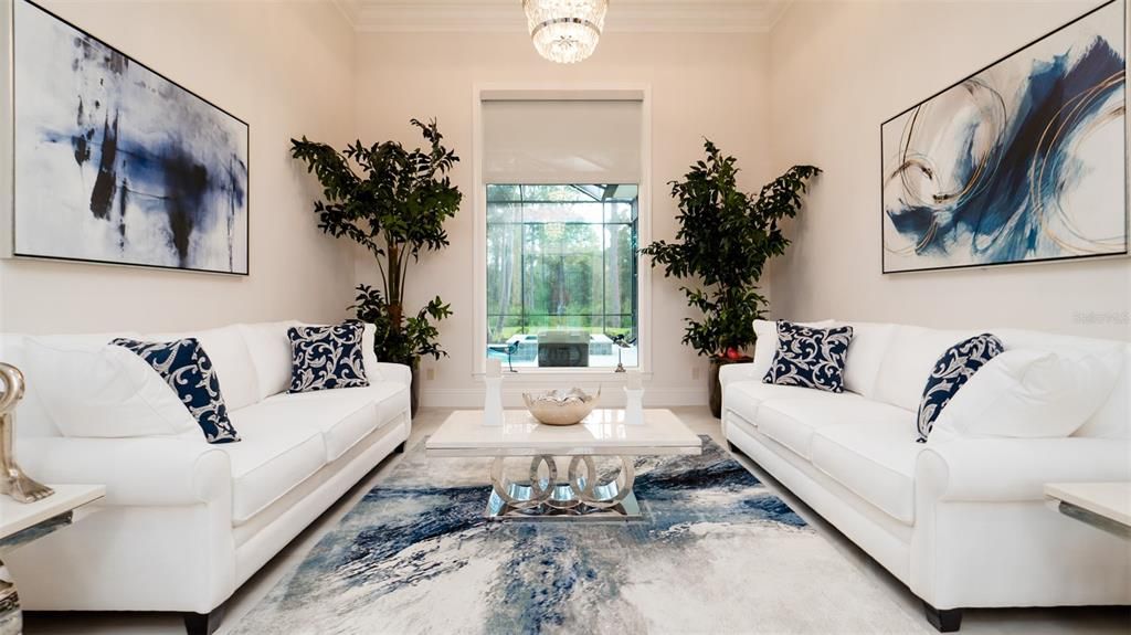 The view of the formal living room as you enter the home.