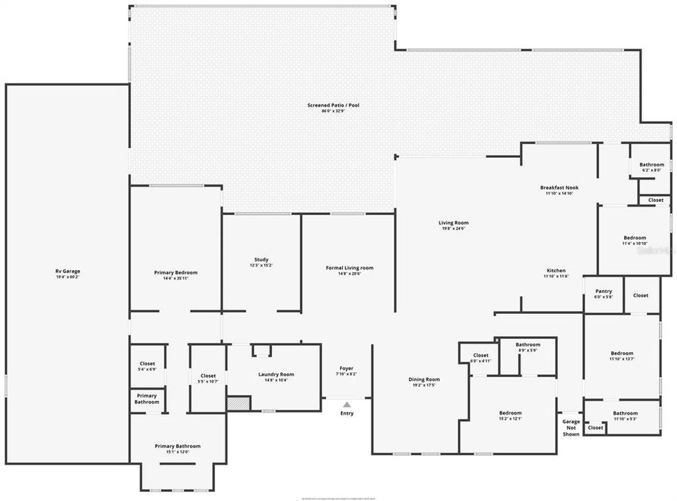 Floor Plan. (Doesn't include (33 x 18'8") 3-Car Garage.