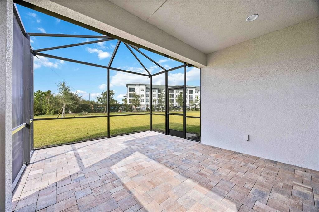 Covered, extended, screened patio