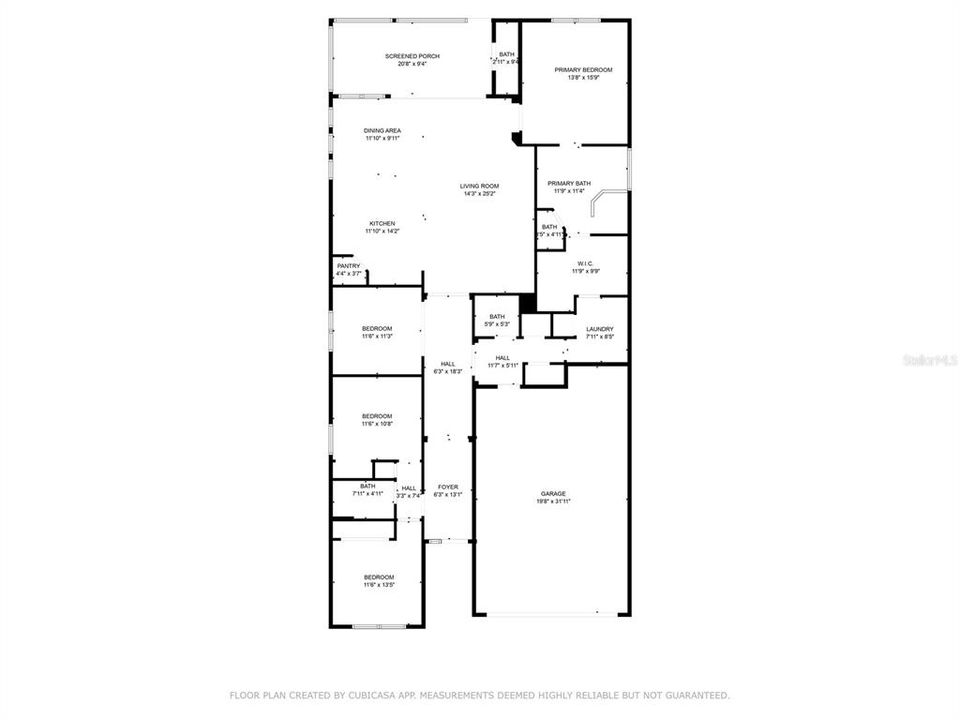 Home floorplan diagram. 3rd room on West side is actually an office. It is incorrectly labeled bedroom in this image.