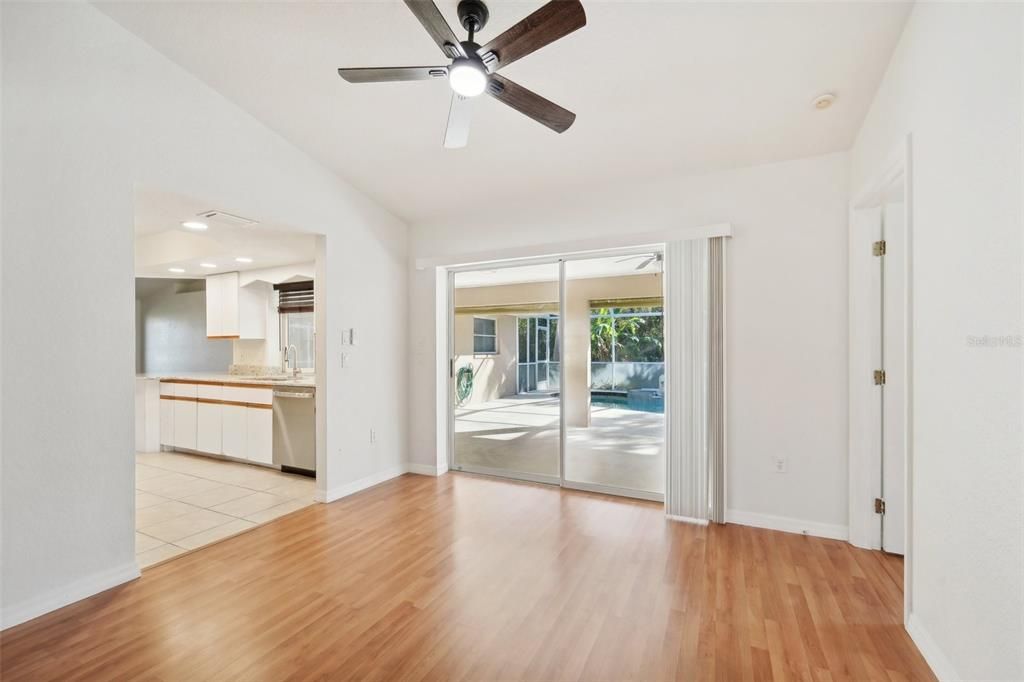 Living room POOL and kitchen view