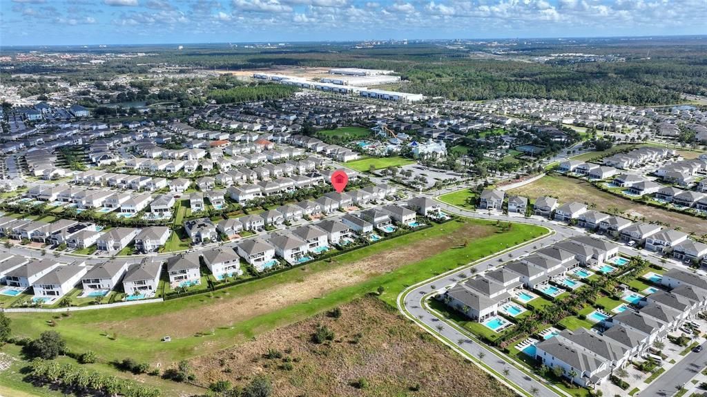 An aerial view looking toward the northeast.