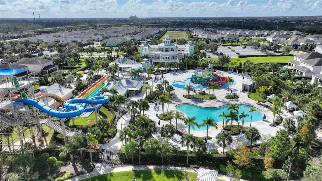 An aerial view of the water park looking to the south.