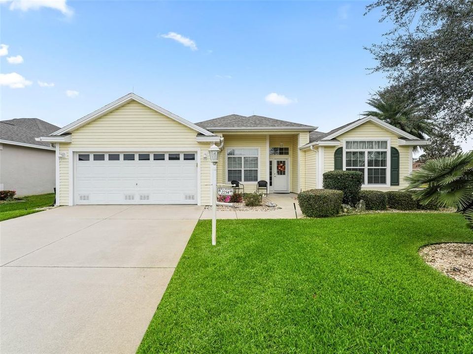 From the street with double garage