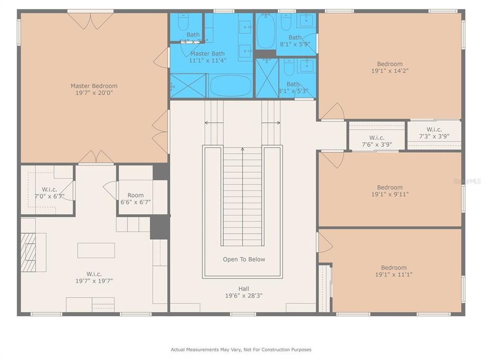 Floor plan of 2nd floor with room dimensions