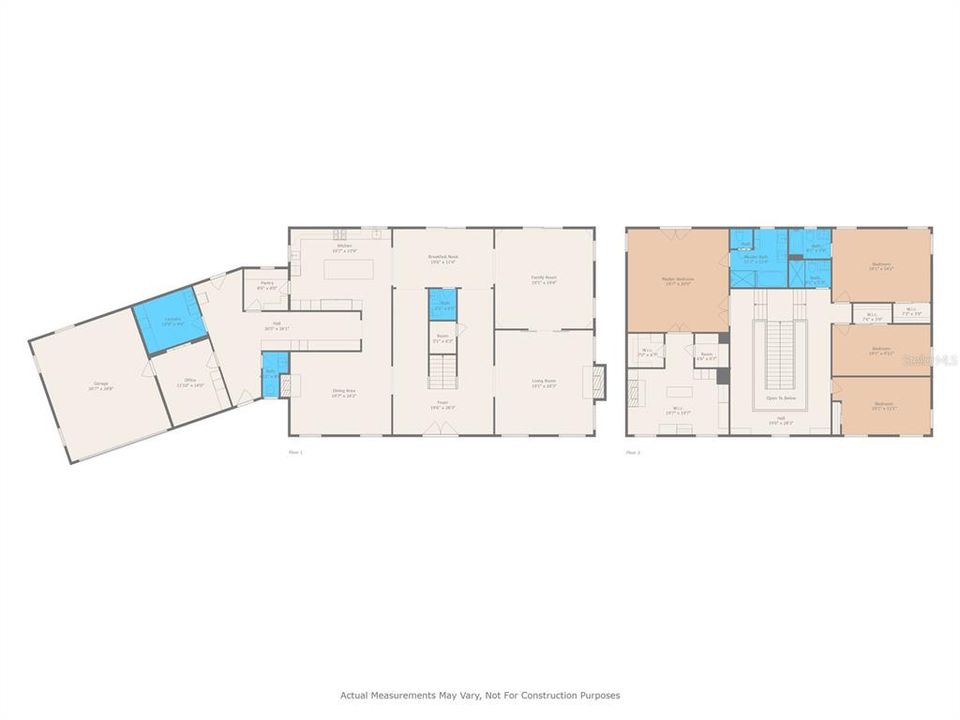 Floor plan of the entire house with room dimensions