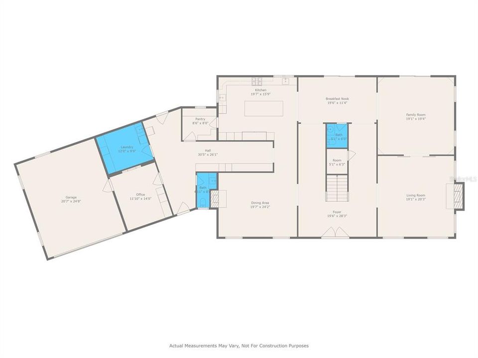 Floor plan of 1st floor with room dimensions