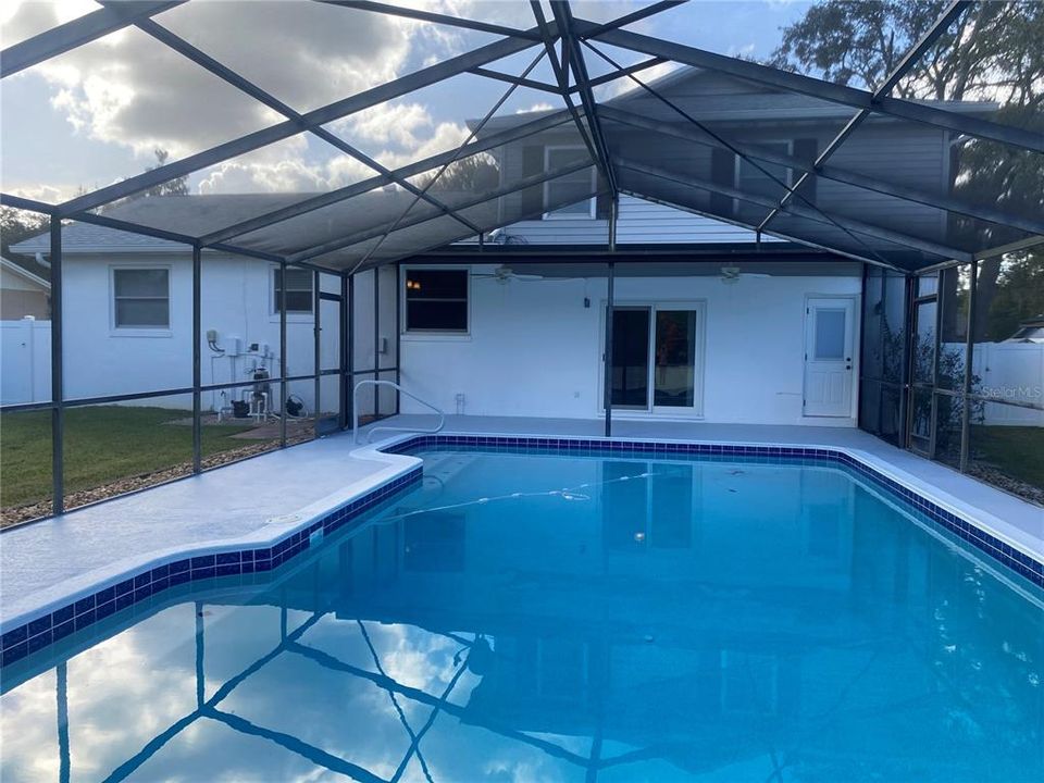 Pool inside the cage.