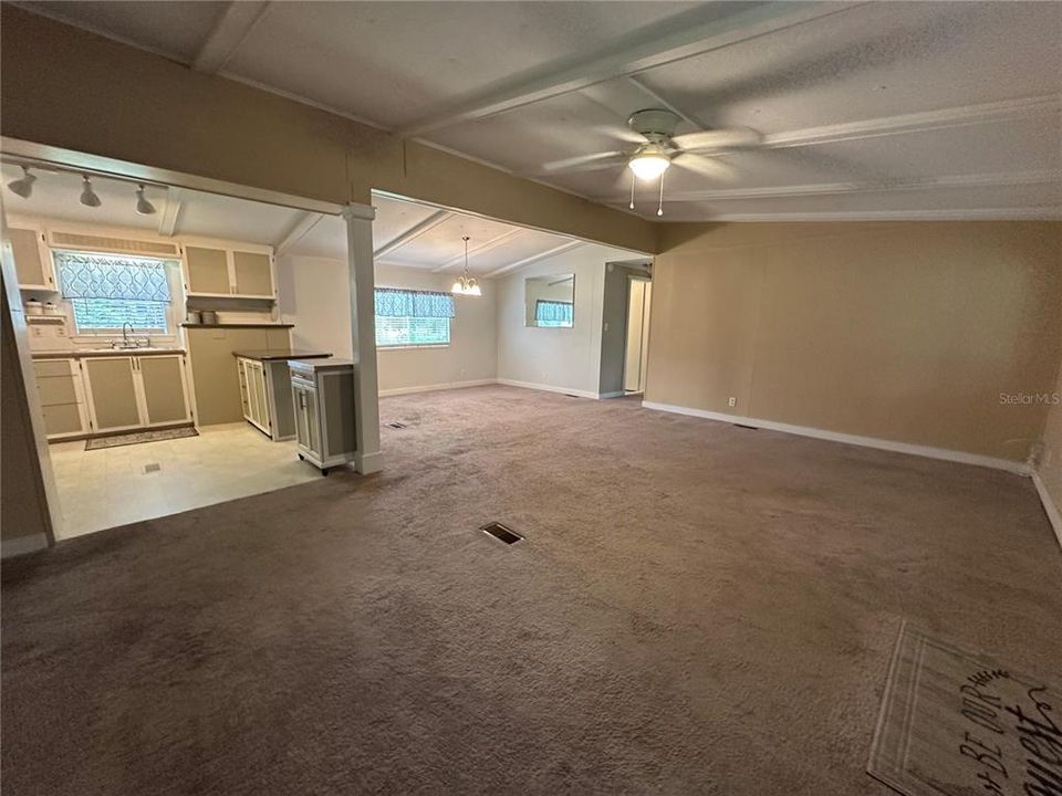 living room, dining room and kitchen