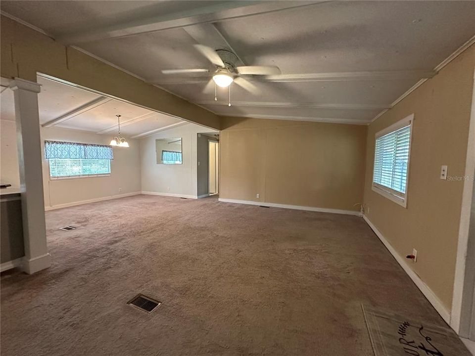 Dining room on left and living room on the right