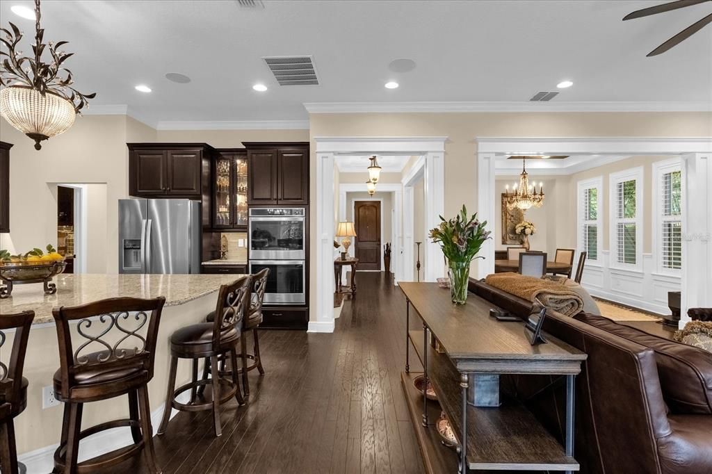 Kitchen, main hallway and living room