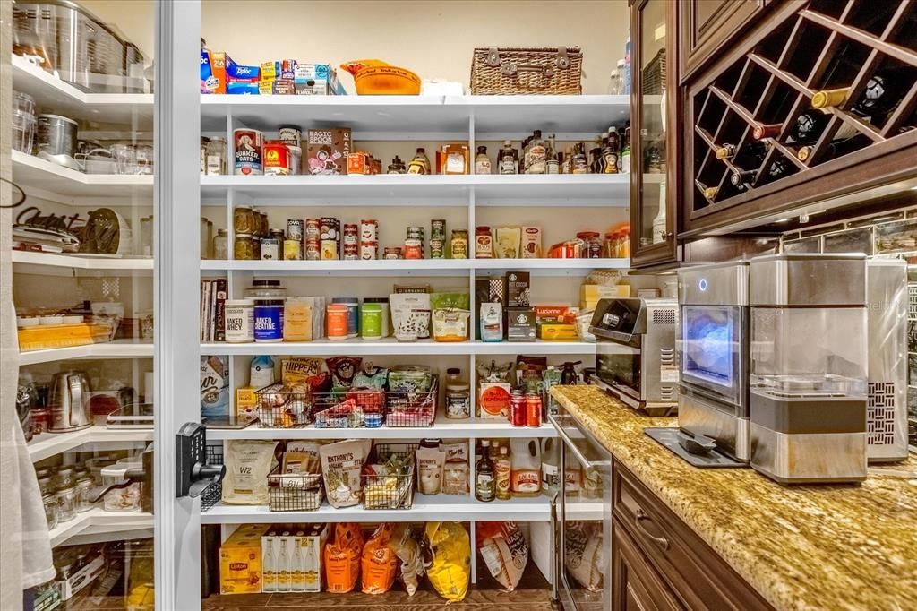 Pantry with built in bar and wine fridge