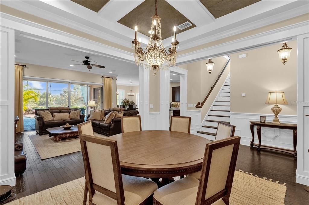 Formal dining room with stone tray ceilings