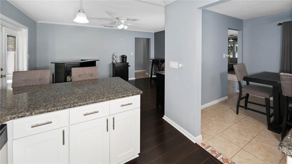 View from Kitchen Sink looking towards Family Room and Formal Dining Room!