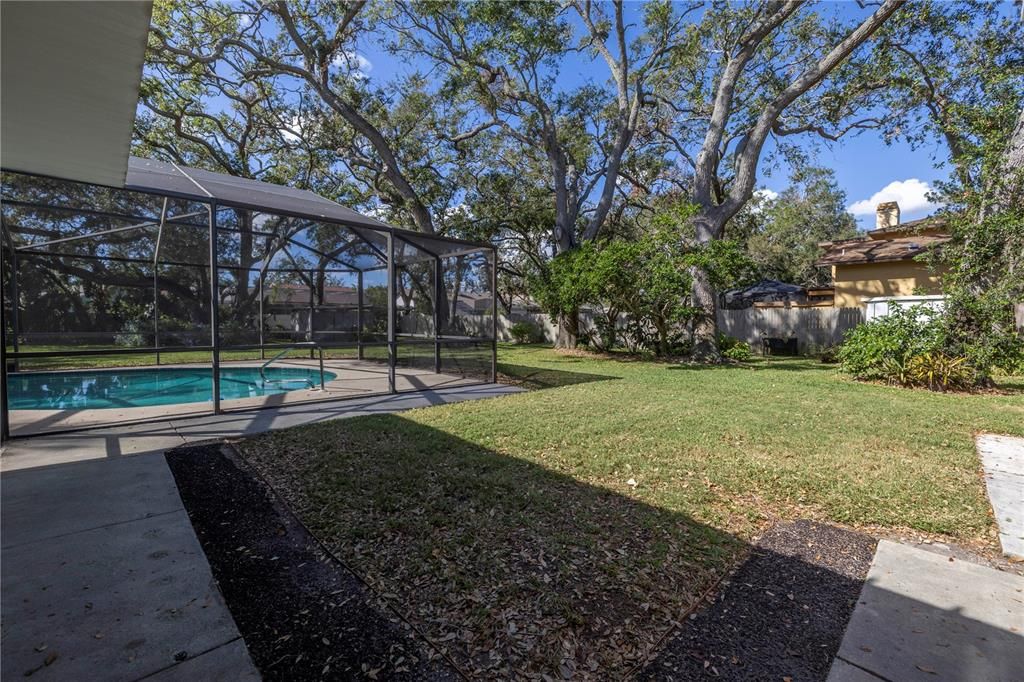 Huge back yard offers  mango, lemon and lime trees.