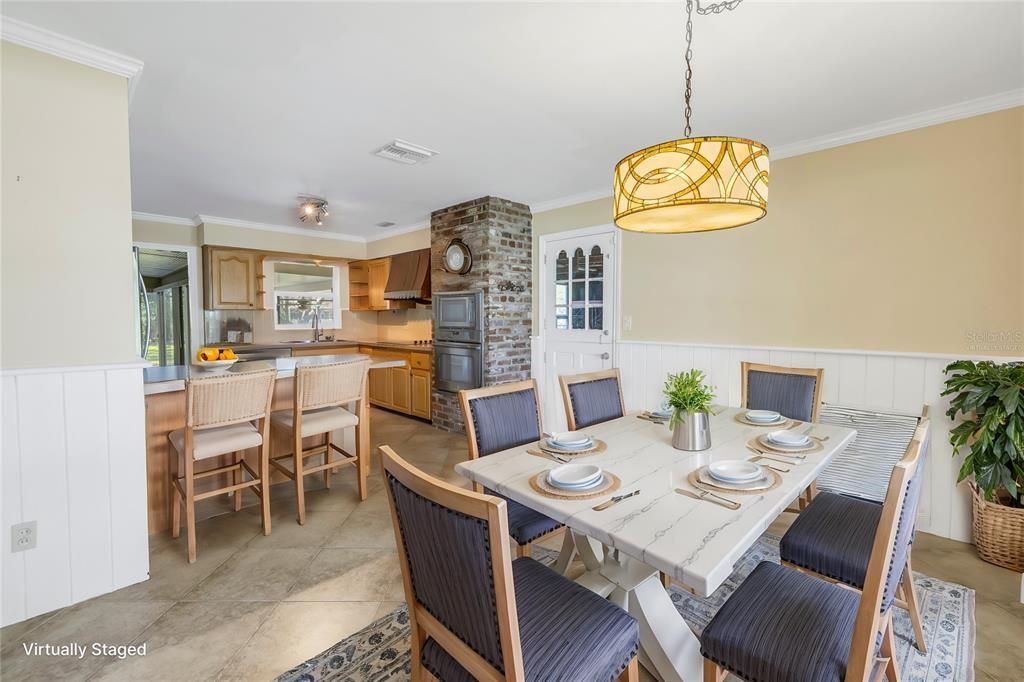 Virtually staged dining room.