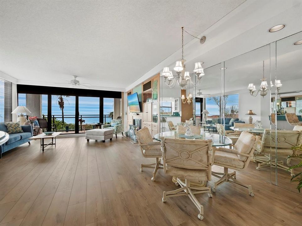 The open floor plan assures awesome views throughout, whether from the kitchen, great room, dining area, or private gulf front lanai.