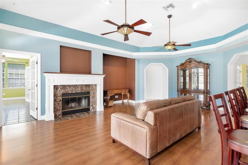 Living Area with Wood-Burning Fireplace