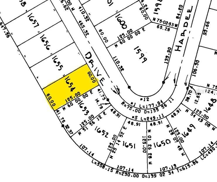 Plat Map Showing legal size of lot.