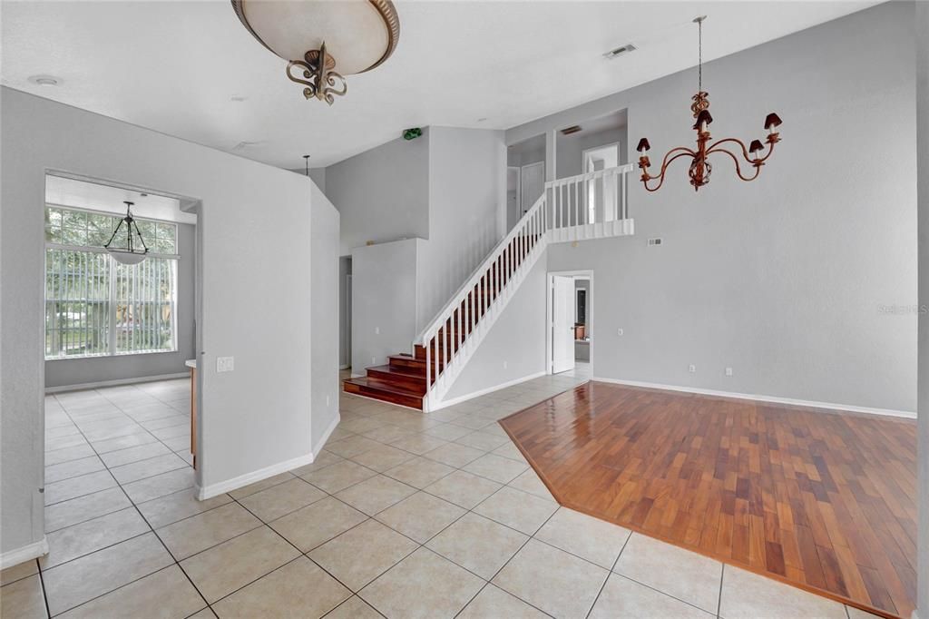 Living room and dining room