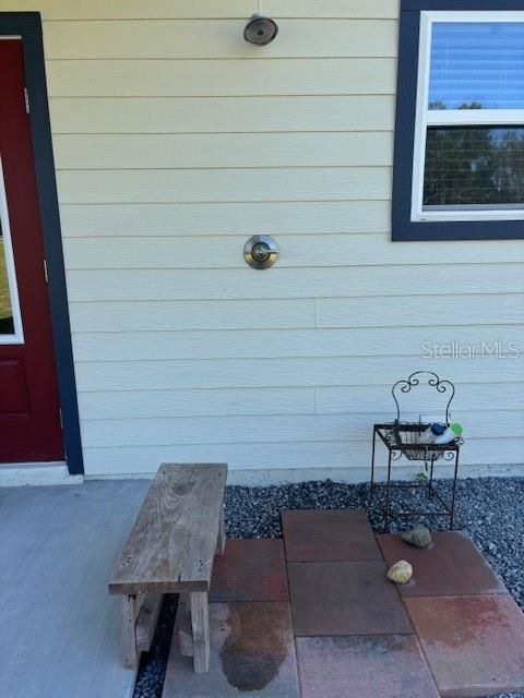 outdoor shower by back patio