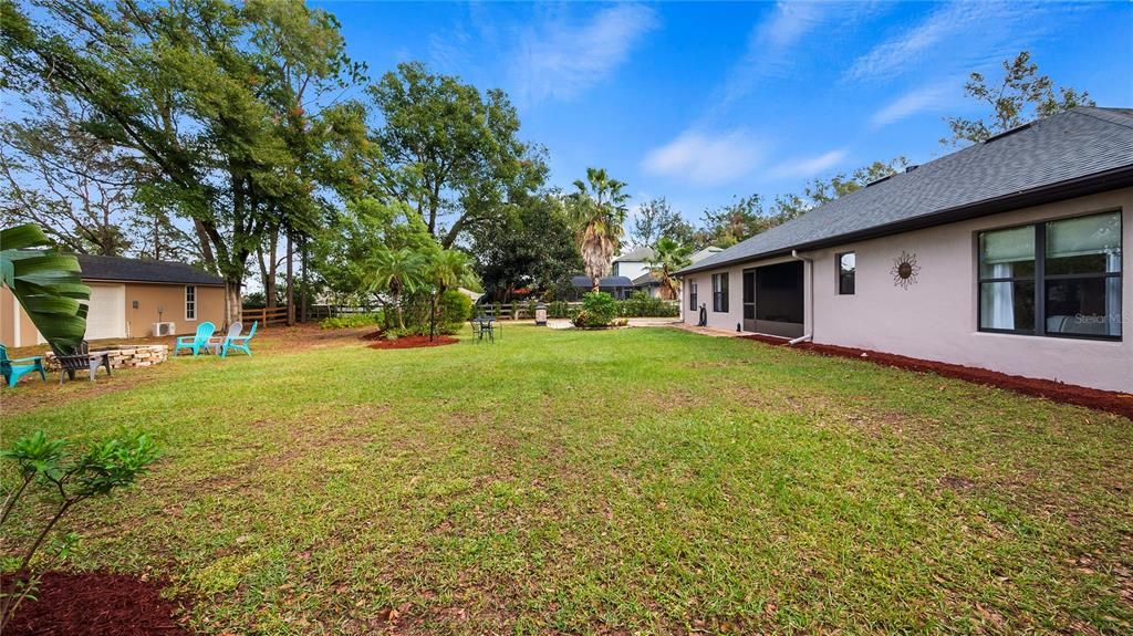 Huge back yard,  fully fenced