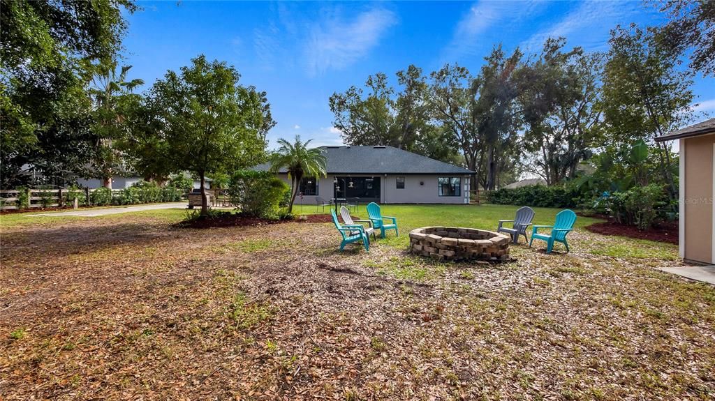 Back yard with firepit