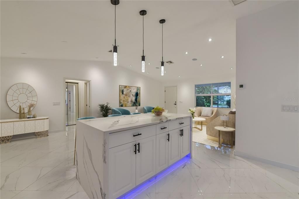 Waterfall Kitchen Island